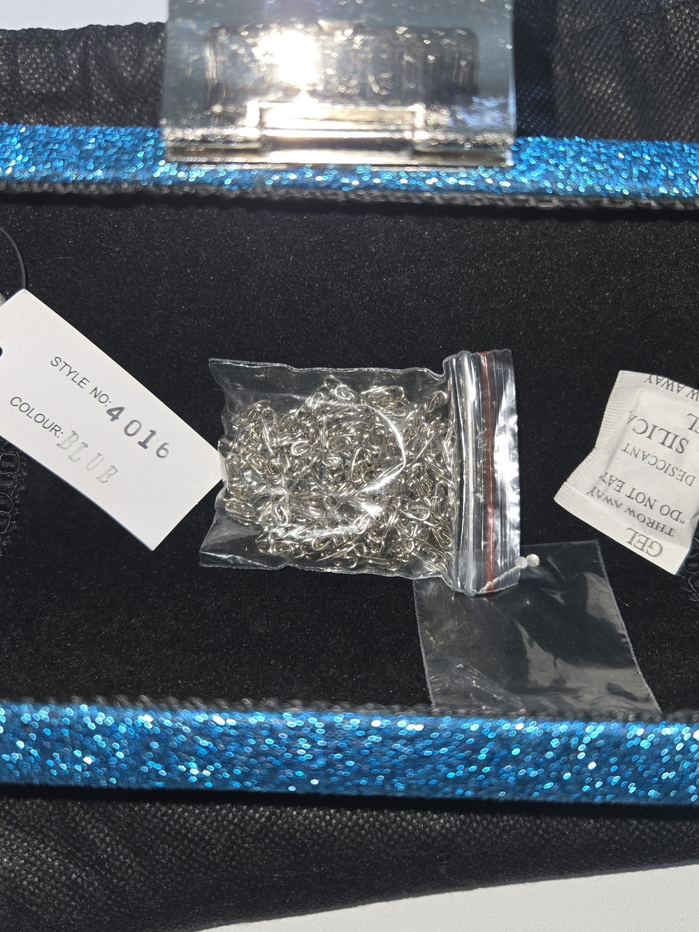 NWT Blue Sparkle Evening Clutch with Rhinestone Accent - Picture 5 of 8